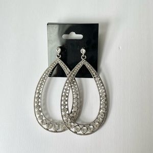 Large Teardrop Rhinestone Earrings